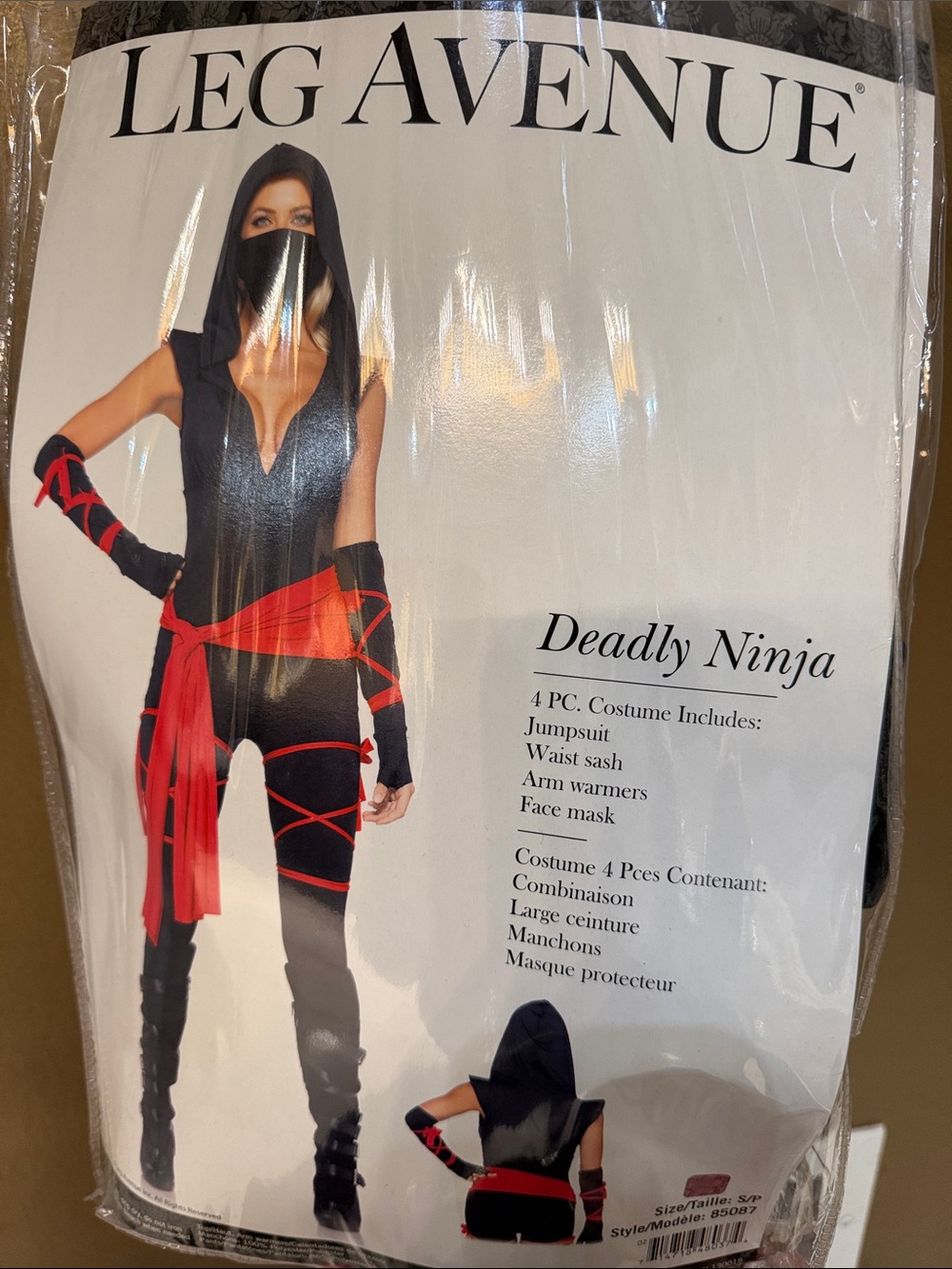 Leg Avenue Deadly Ninja Costume in Black and Red for Women